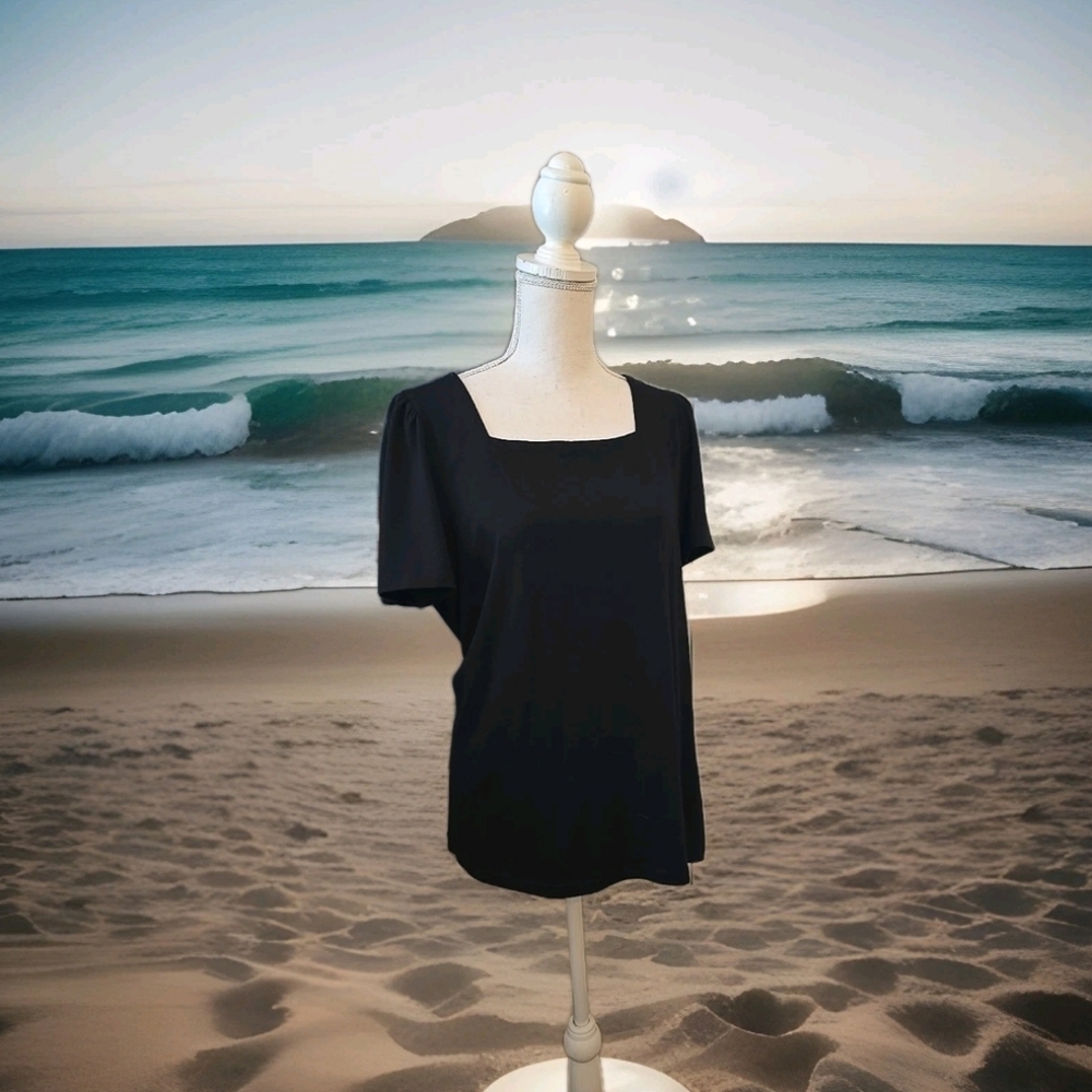 Square Neck Black Women's Top